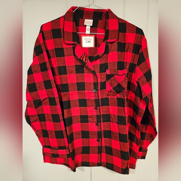 NWT Sealed Womens Size 1X Buffalo Check Red Plaid Flannel Pajamas Set Top Pants - Picture 6 of 10